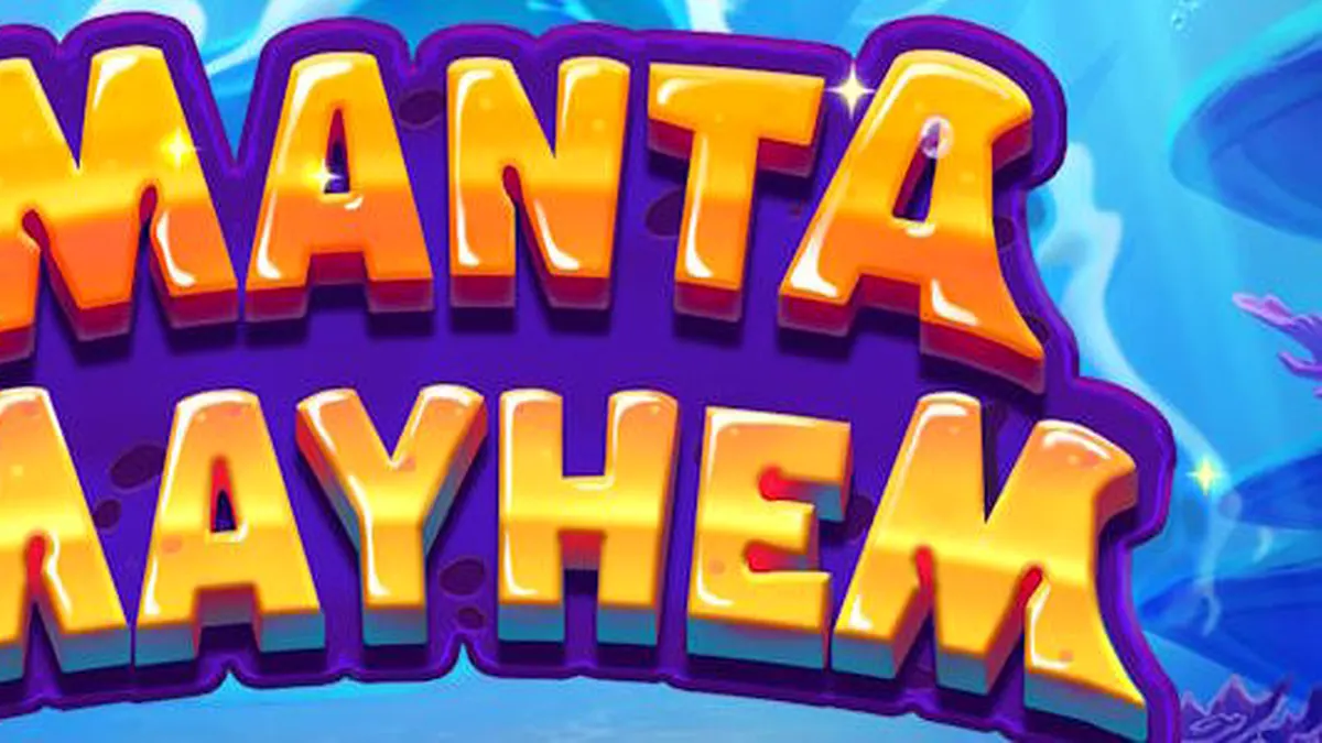 Cena submarina animada do jogo Manta Mayhem com criaturas marinhas e um Manta Ray